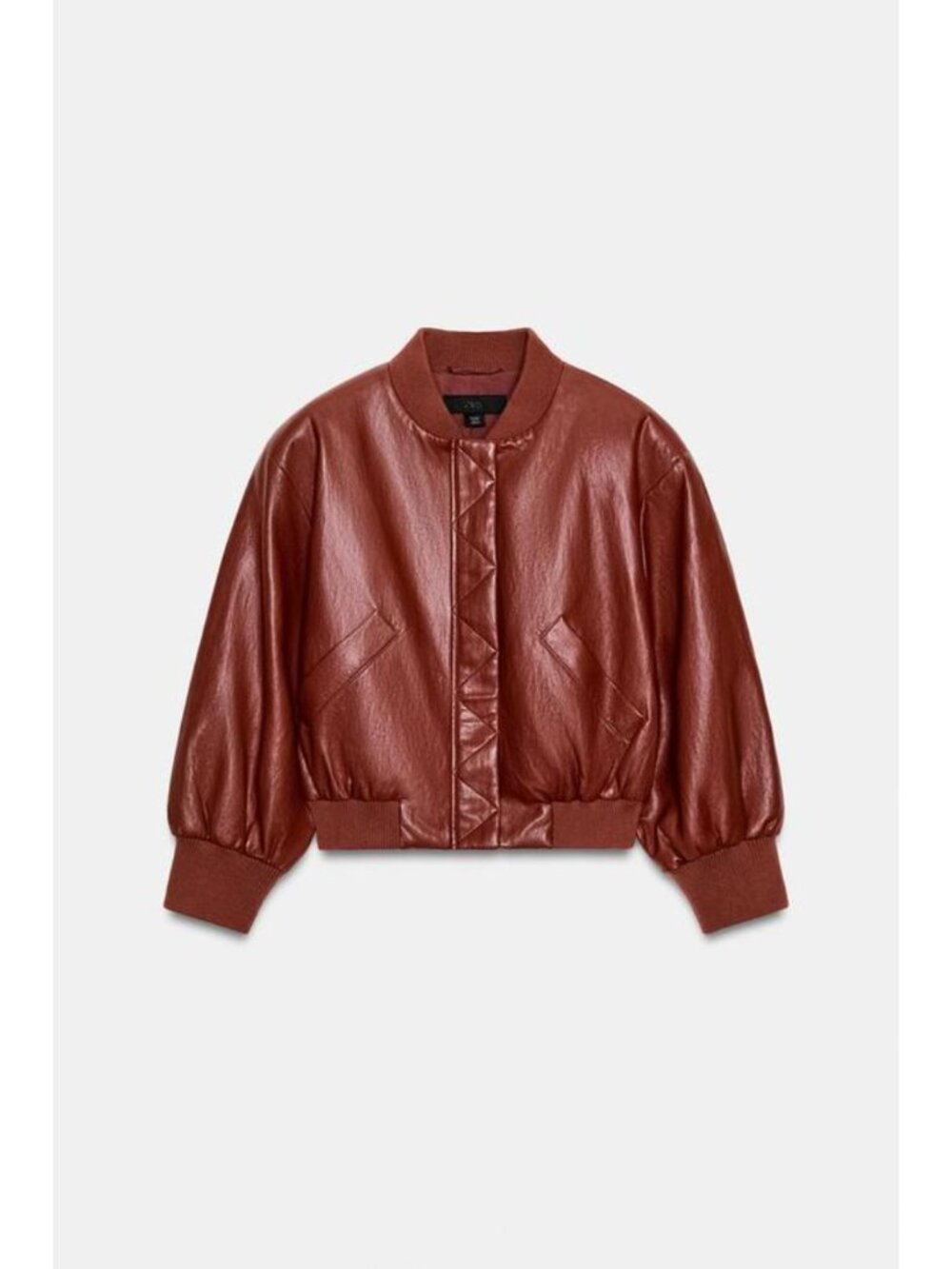 ZARA FAUX LEATHER SHOULDER PAD BOMBER JACKET